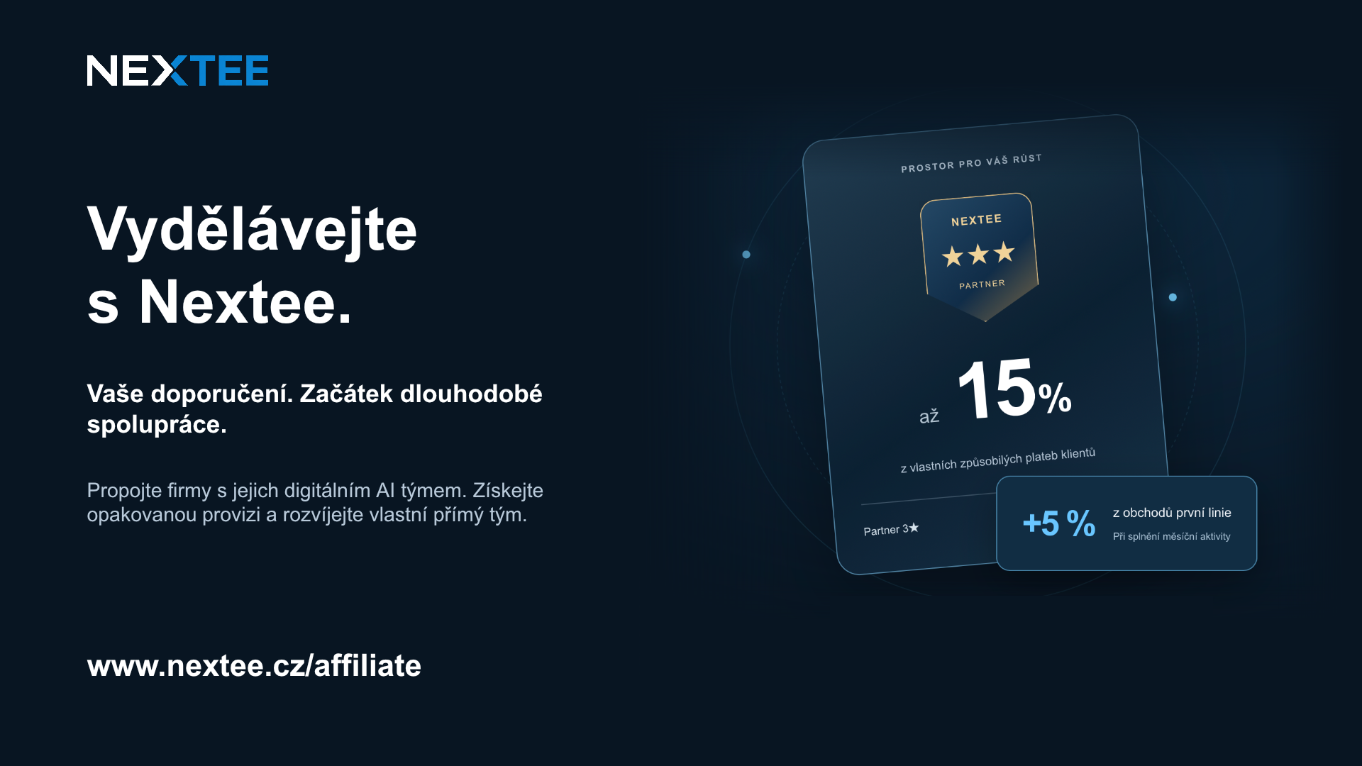 Vydělávejte s Nextee – úvodní stránka affiliate brožury